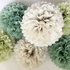 physical Pom pom set of 16 large size  sage green Tissue paper pom poms | dusty green Paper flowers | Wedding decor | cream and green party decor Decopompoms