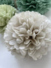 physical Pom pom set of 16 large size  sage green Tissue paper pom poms | dusty green Paper flowers | Wedding decor | cream and green party decor Decopompoms