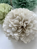 physical Pom pom set of 16 | sage green Tissue paper pom poms | dusty green Paper flowers | Wedding decor | cream and green party decor Decopompoms