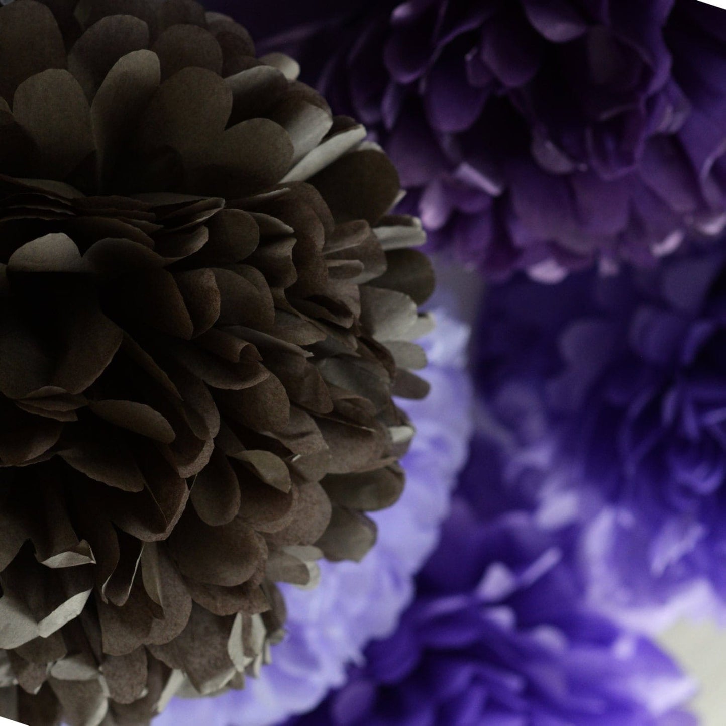 Purple and grey pom pom party decoration set 15 PSC Purple lilac lavender Birthday paper flowers wedding decorations bridal shower decor