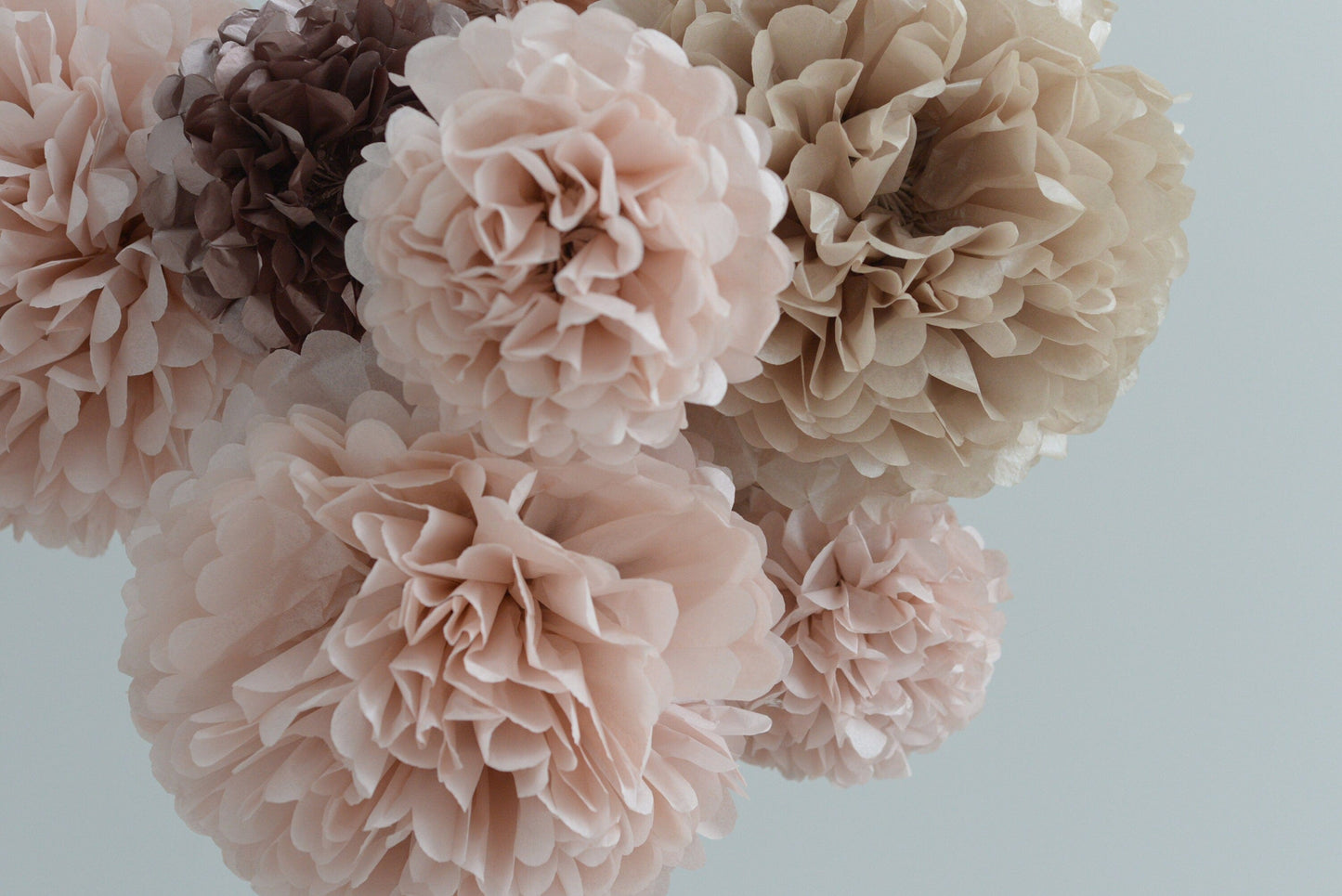 Rose gold and blush paper pom pom set | paper flowers | Wedding decor set | Bridal shower decor