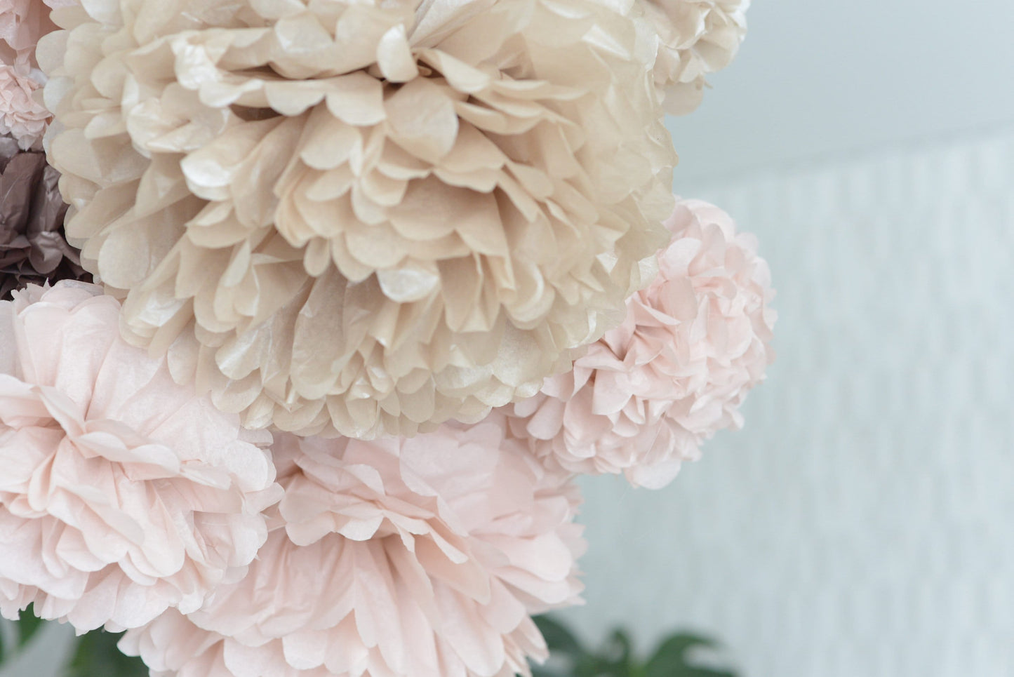 Rose gold and blush paper pom pom set | paper flowers | Wedding decor set | Bridal shower decor