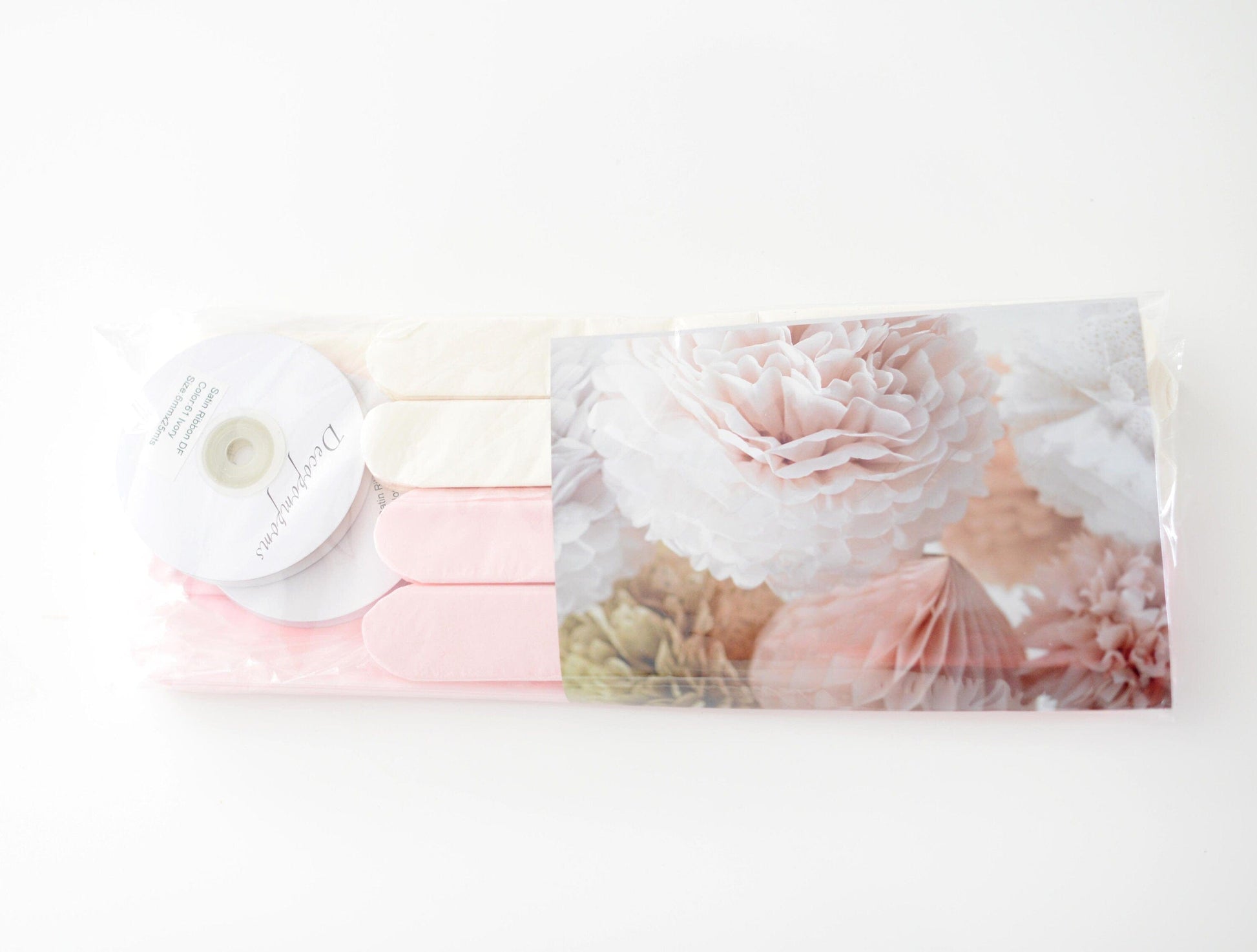Rose gold and blush paper pom pom set | paper flowers | Wedding decor set | Bridal shower decor
