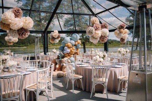 Large set of Paper party pom poms set of 80, custom colours, mixed sizes, great value Paper flowers Hanging party Wedding venue decorations round