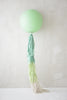 physical Sage green Giant balloon with green and cream paper fringe tail  baby shower, wedding, birthday party balloon decorations paper tassel tail Decopompoms