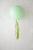 physical Sage green Giant balloon with  light green paper fringe tail  baby shower, wedding, birthday party balloon decorations paper tassel tail Decopompoms