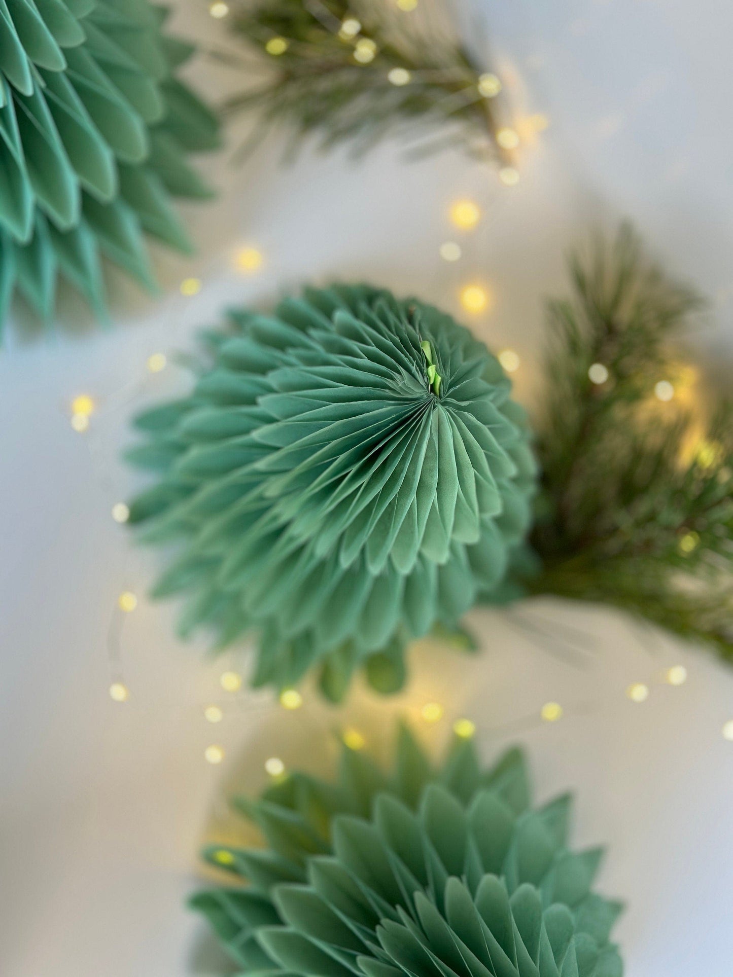 Sage green paper honeycomb Christmas tree | Dusty green Honeycomb Christmas tree | Festive home decor | Xmas table centrepiece