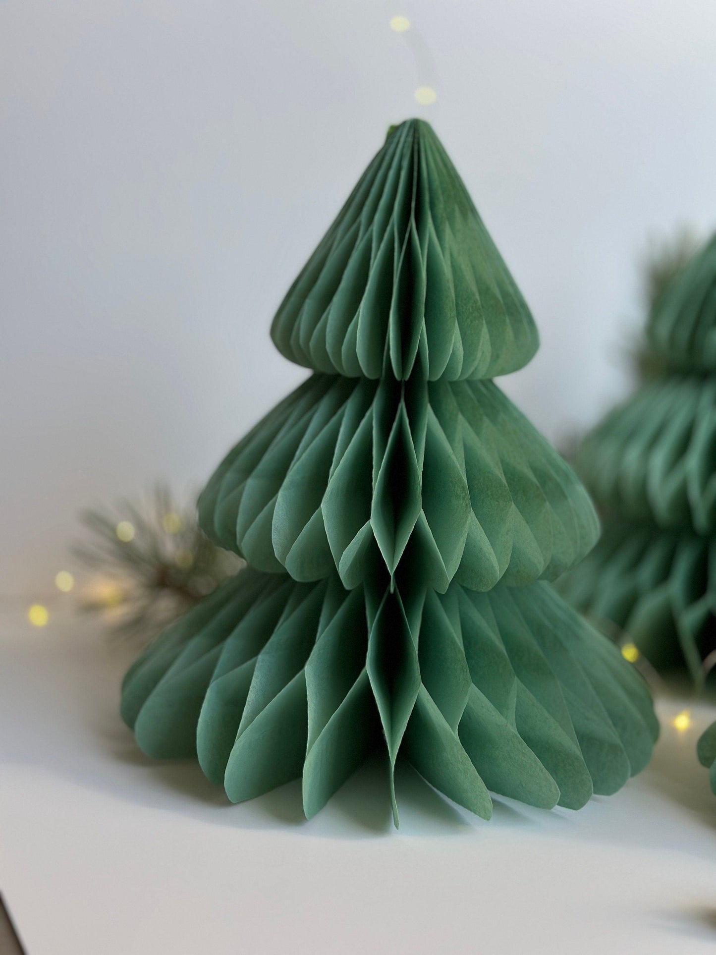 Sage green paper honeycomb Christmas tree | Dusty green Honeycomb Christmas tree | Festive home decor | Xmas table centrepiece