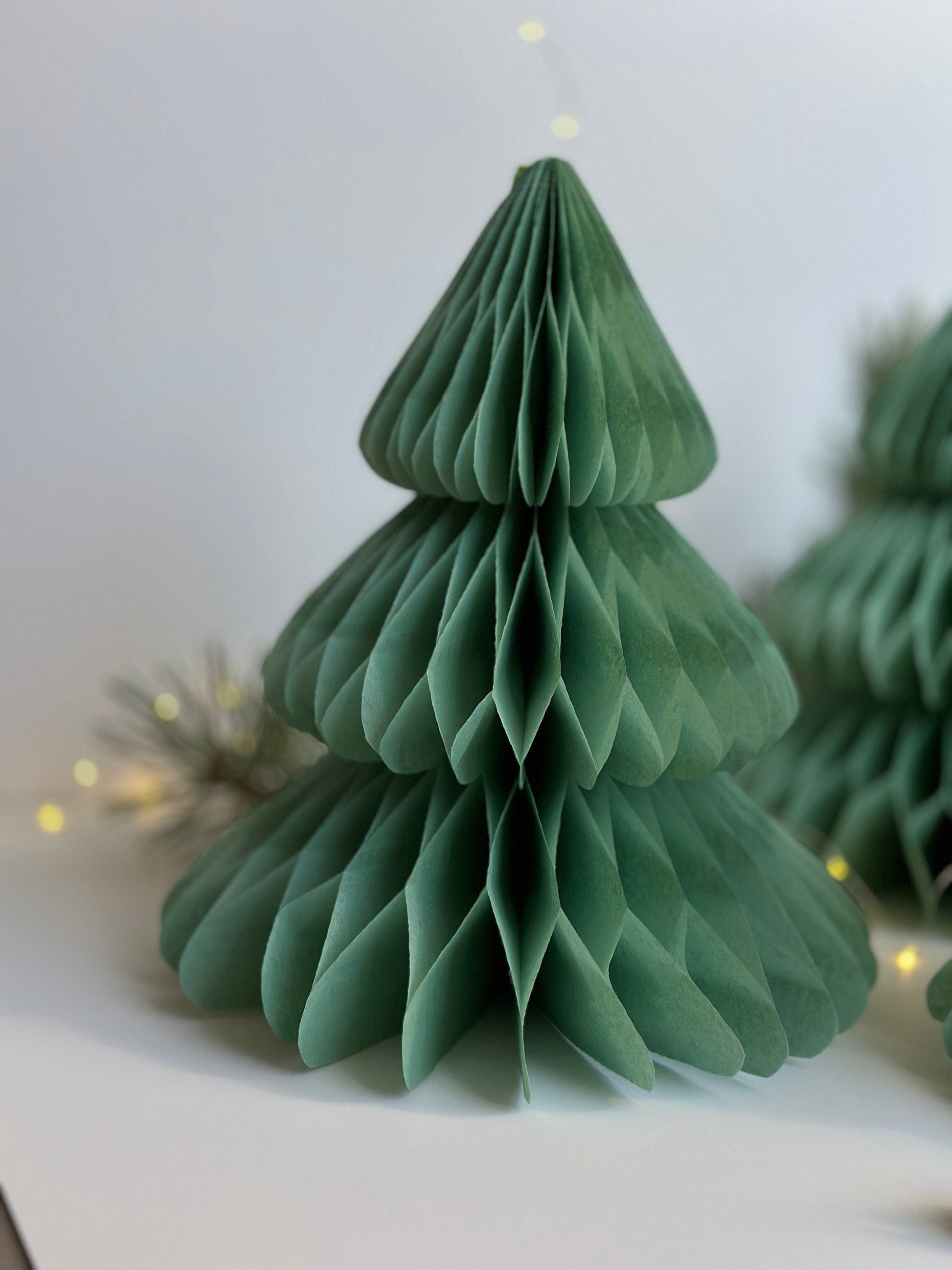 Sage green paper honeycomb Christmas tree | Dusty green Honeycomb Christmas tree | Festive home decor | Xmas table centrepiece