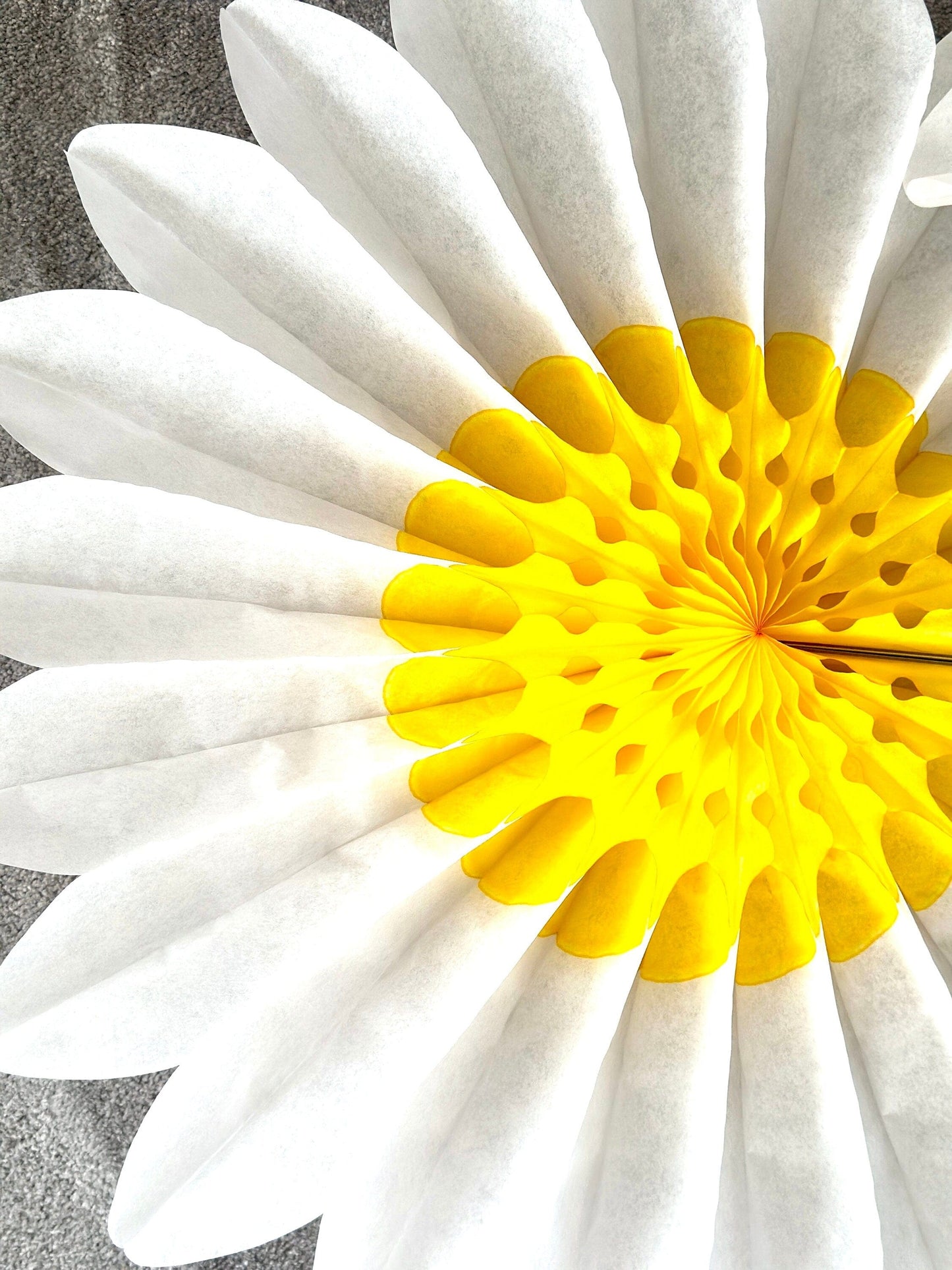 Set of 3 Beautiful White and Yellow Paper Daisy Flowers - Huge Paper Fan Party Decorations - Paper Flower Decor for Weddings and birthday