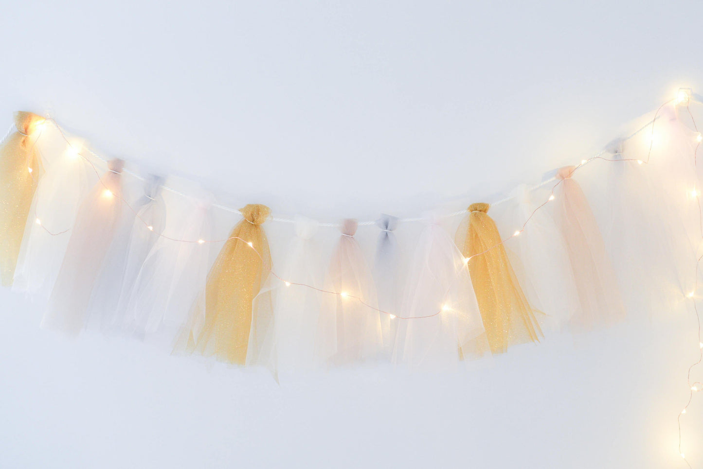 Tulle Tassel Garland, Birthday Party Banner, Nursery Decor, Fairy Lights Garland - customizable