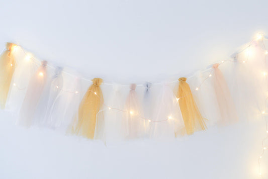 Tulle Tassel Garland, Birthday Party Banner, Nursery Decor, Fairy Lights Garland - customizable