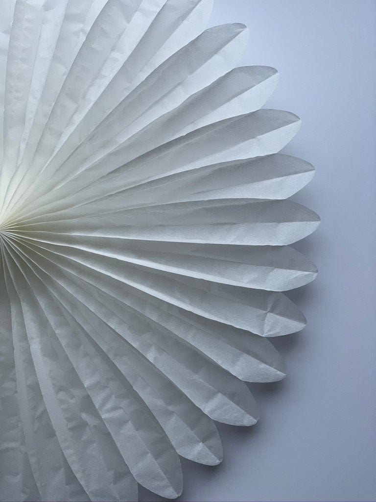 White and grey Paper fans party decorations set - backdrop for wedding, baby shower, bridal shower large size 67cm