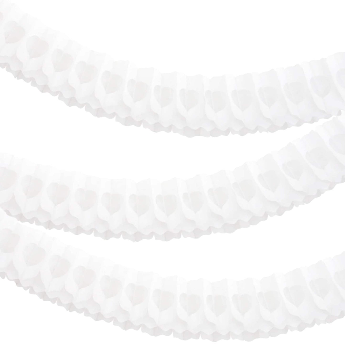 White Classic tissue Paper honeycomb Garland set 3PSC - 360cm / 11.8ft each wedding, birthday, baby shower decor, photo wall back drop