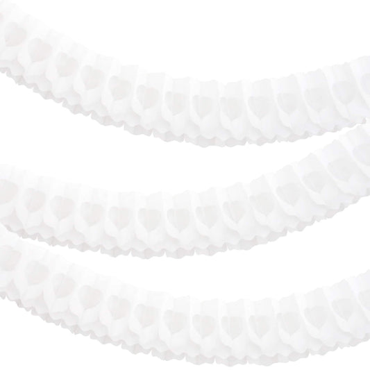 White Classic tissue Paper honeycomb Garland set 3PSC - 360cm / 11.8ft each wedding, birthday, baby shower decor, photo wall back drop
