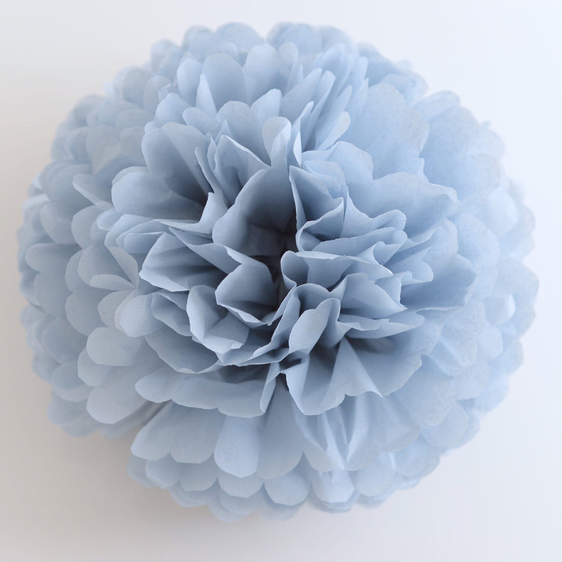 White, dusty blue and grey paper pom pom set of 16 mixed sizes Boys birthday baptism Pom pom for baby shower boho wedding decorations
