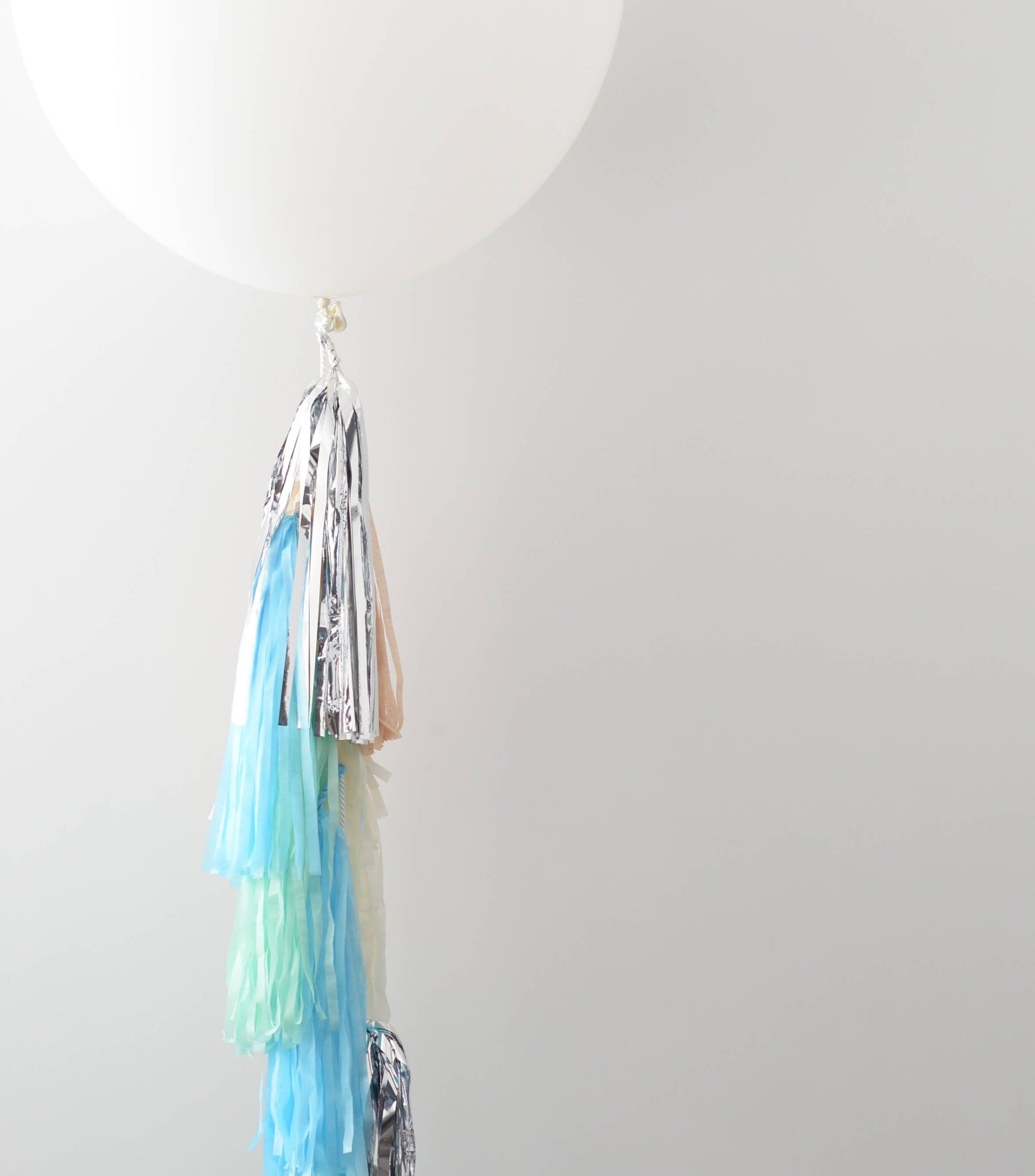 White Jumbo Balloon with Tassel Tail Fringe - Latex Balloon - blue silver mint ivory Wedding bridal Shower Photoshoot backdrop Decorations