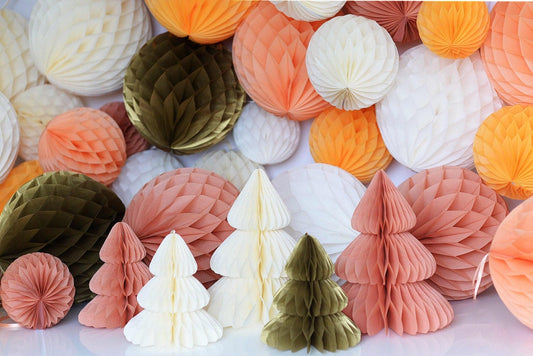 Paper Christmas tree decoration | Honeycomb balls | New year decoration | Winter party decor with ribbon to hang