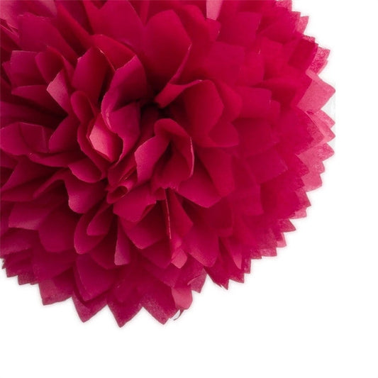 Paper pom pom in Cranberry | bright deep pink wedding decor | Birthday decorations | Christmas decor XL 19" 49 / Round pompoms tips