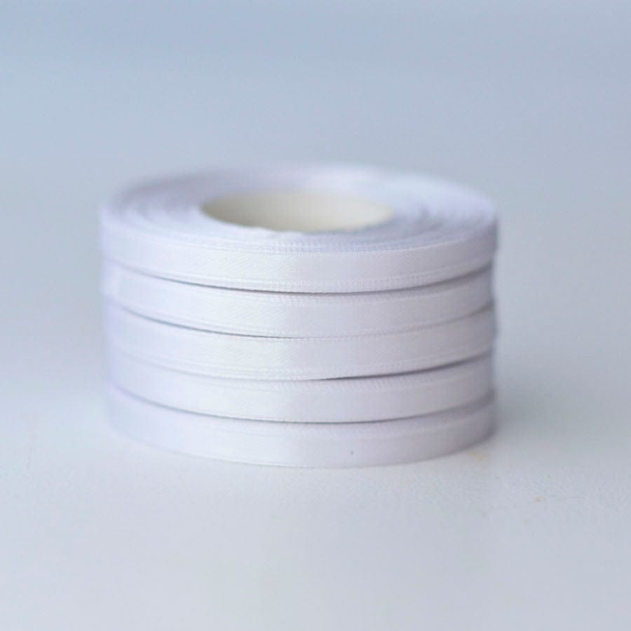 Ribbon Bridal White double sided satin ribbon roll - 25m decopompoms