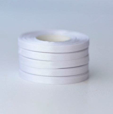 Ribbon Bridal White double sided satin ribbon roll - 25m decopompoms