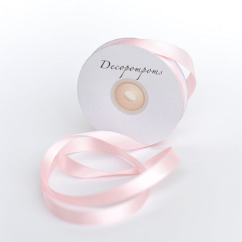 ribbon Light Pink double sided satin ribbon roll - 25m decopompoms