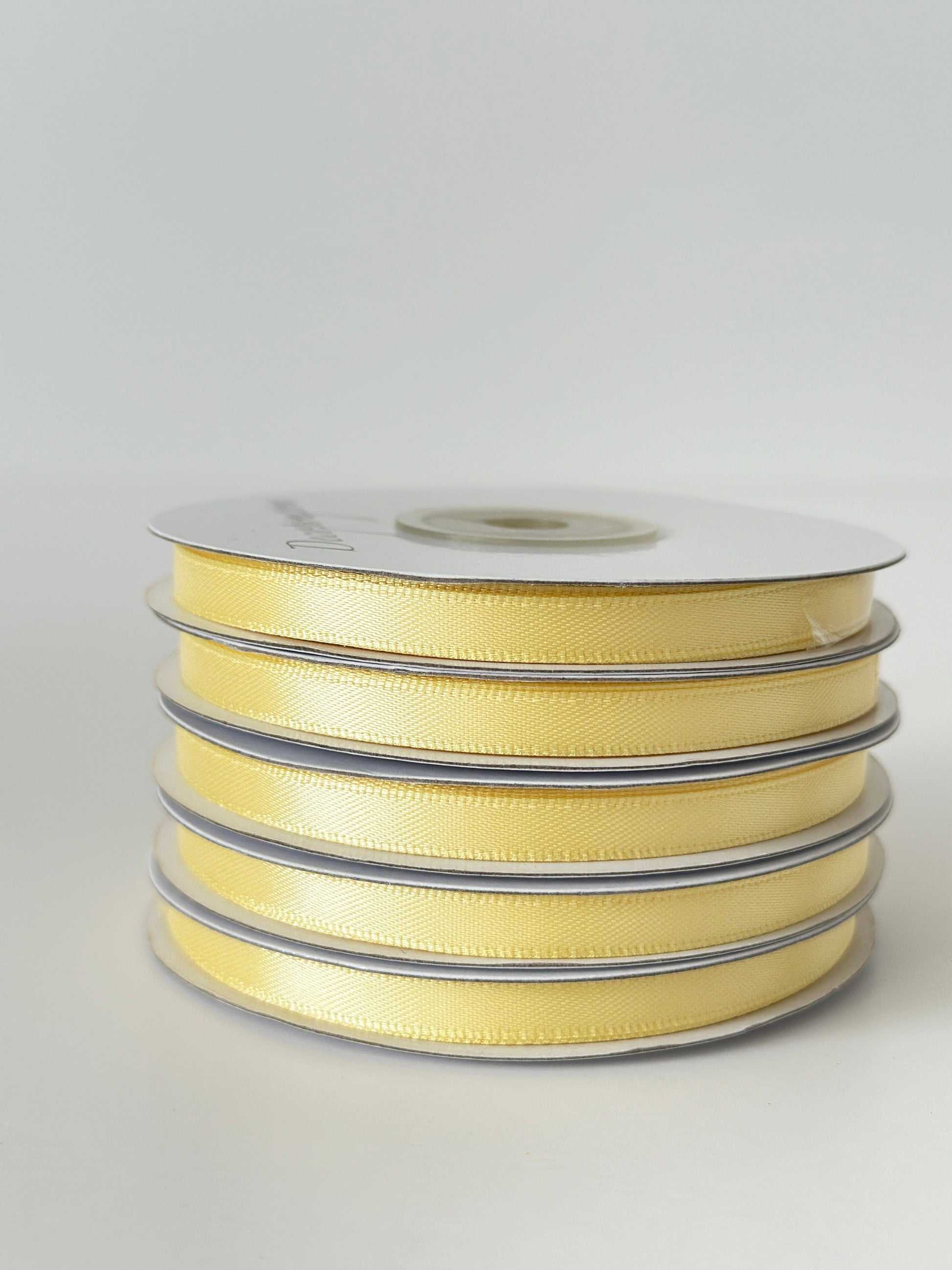Ribbon Light Yellow double sided satin ribbon roll - 25m -6mm/12mm craft gift wrap decor decopompoms