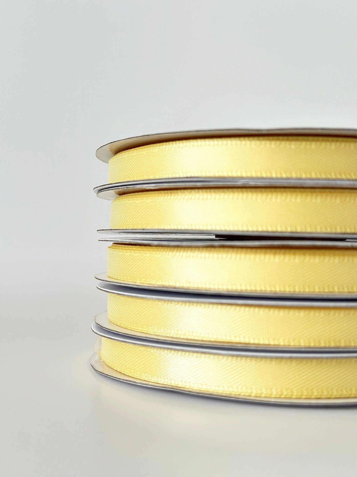 Ribbon Light Yellow double sided satin ribbon roll - 25m -6mm/12mm craft gift wrap decor decopompoms