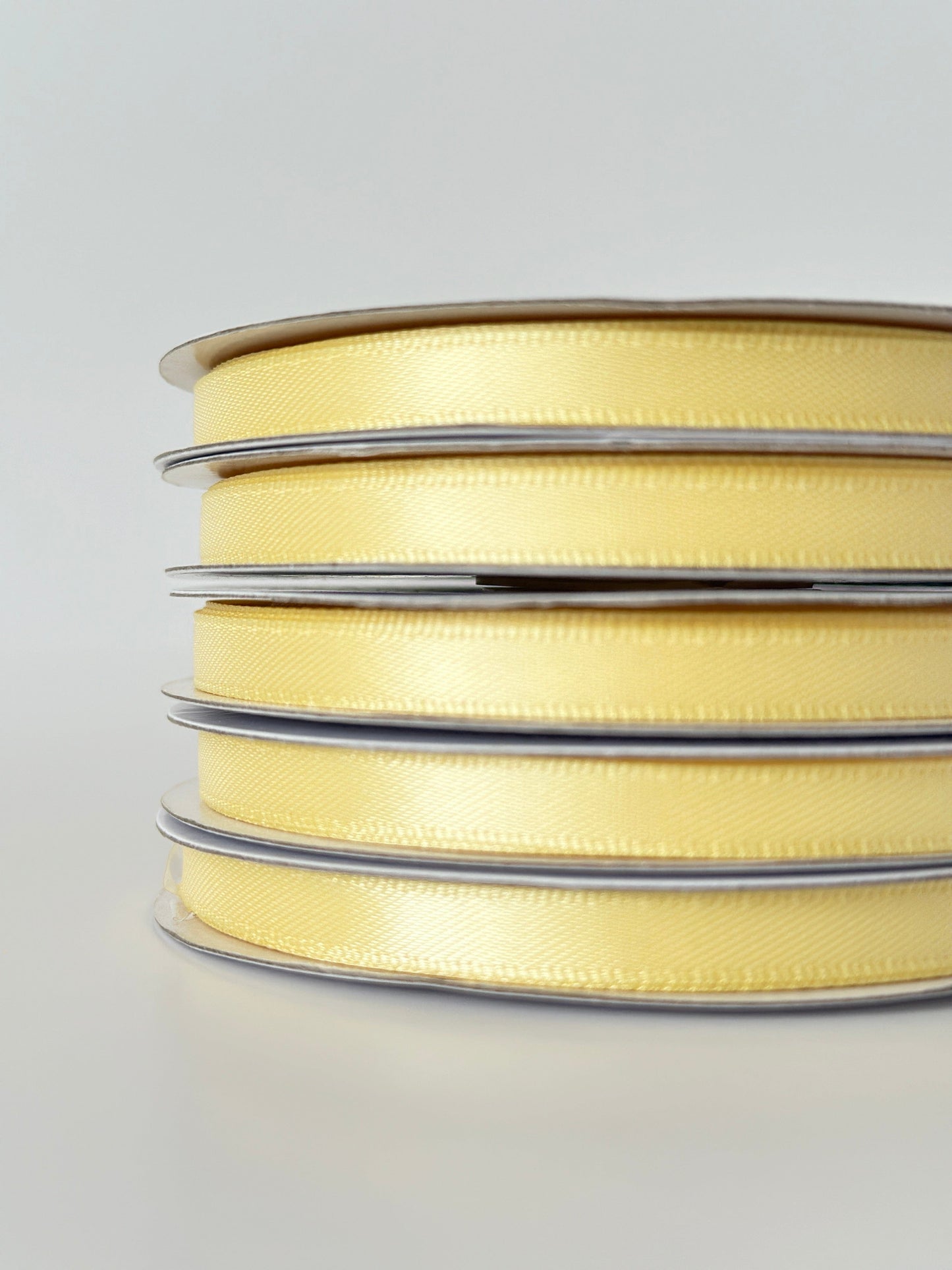 Ribbon Light Yellow double sided satin ribbon roll - 25m -6mm/12mm craft gift wrap decor decopompoms