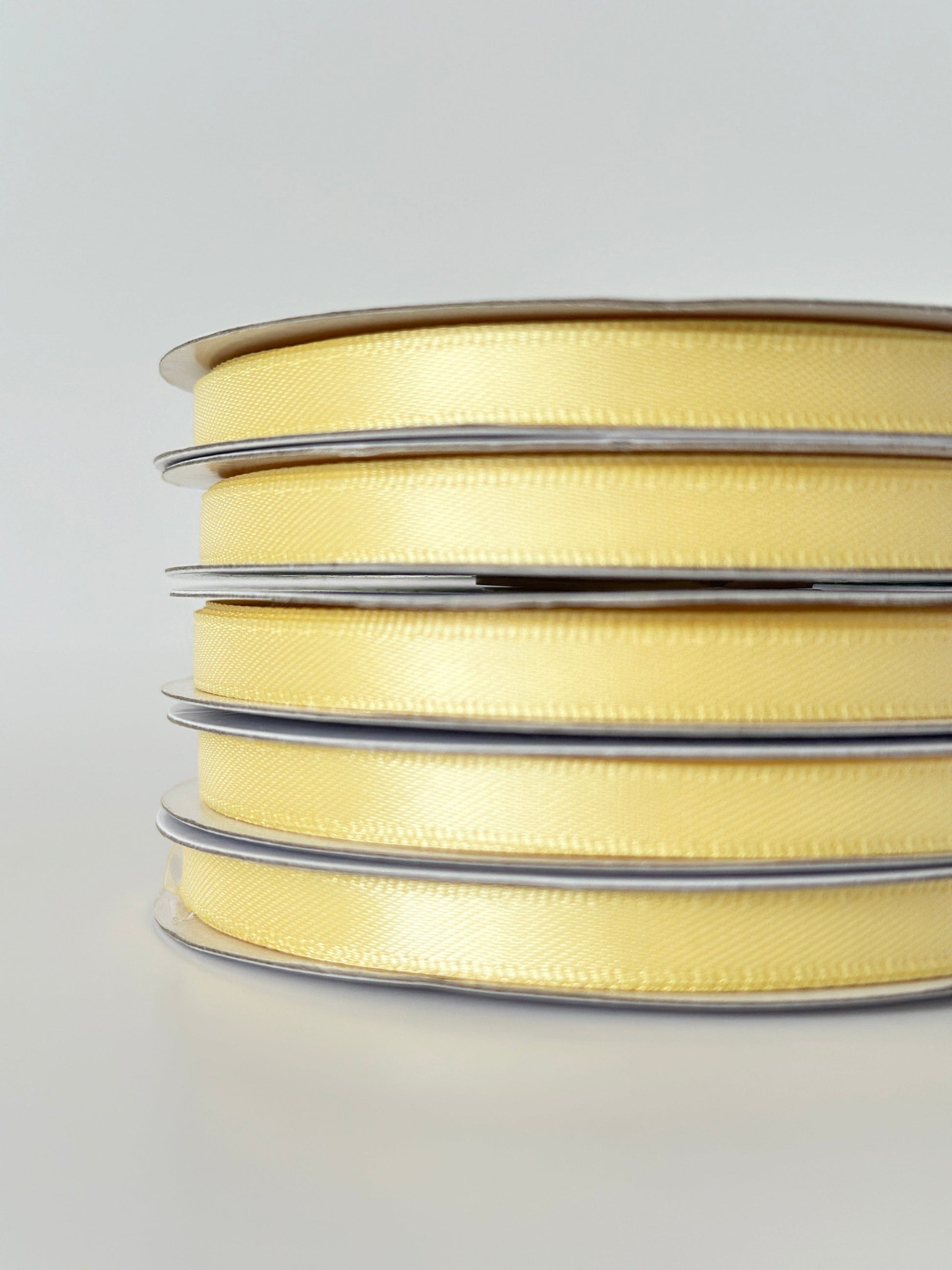 Ribbon Light Yellow double sided satin ribbon roll - 25m -6mm/12mm craft gift wrap decor decopompoms