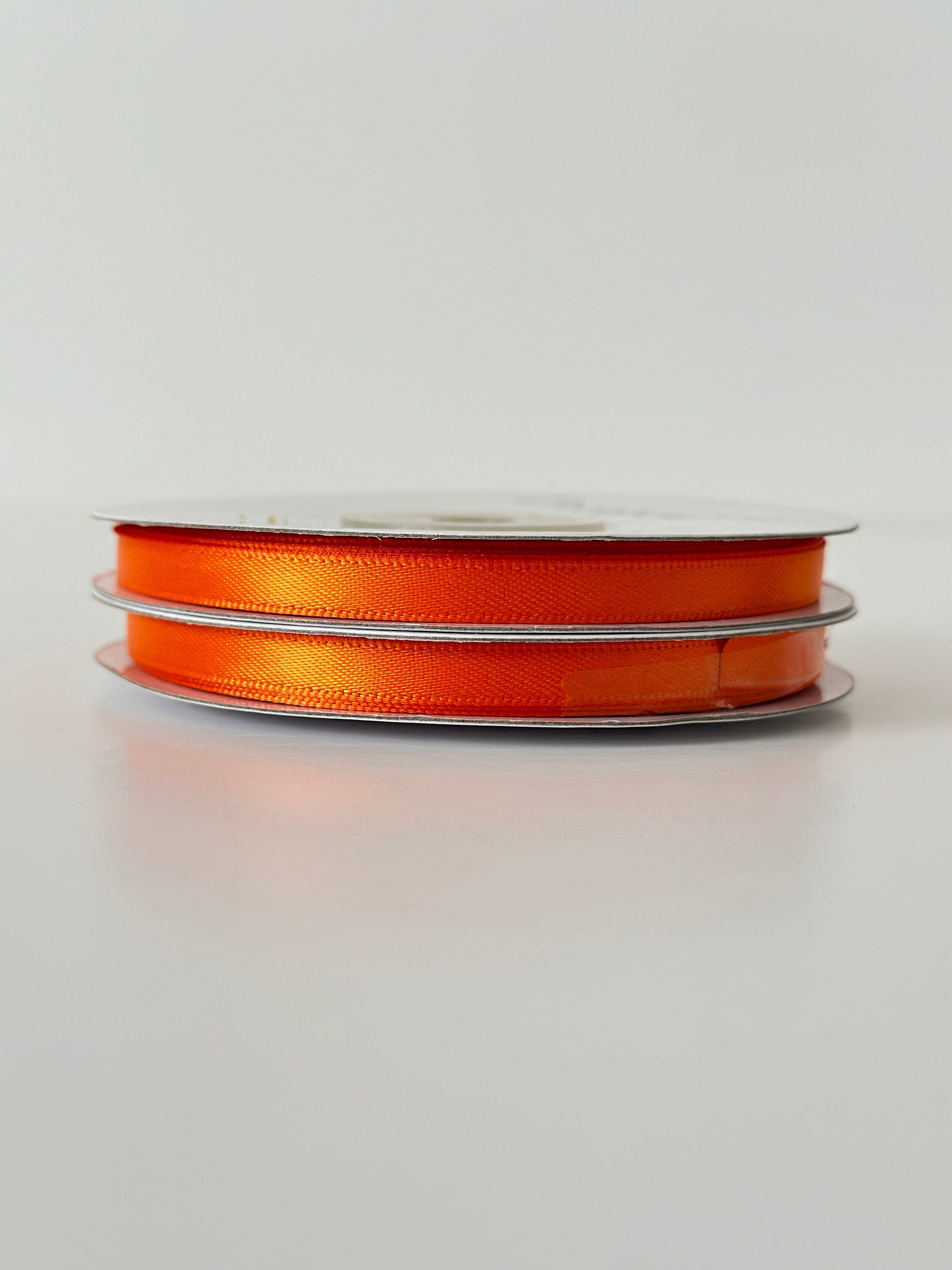 ribbon Orange double sided satin ribbon roll - 25m - 6mm - 12mm - craft, gift wrap, bows, sewing decopompoms