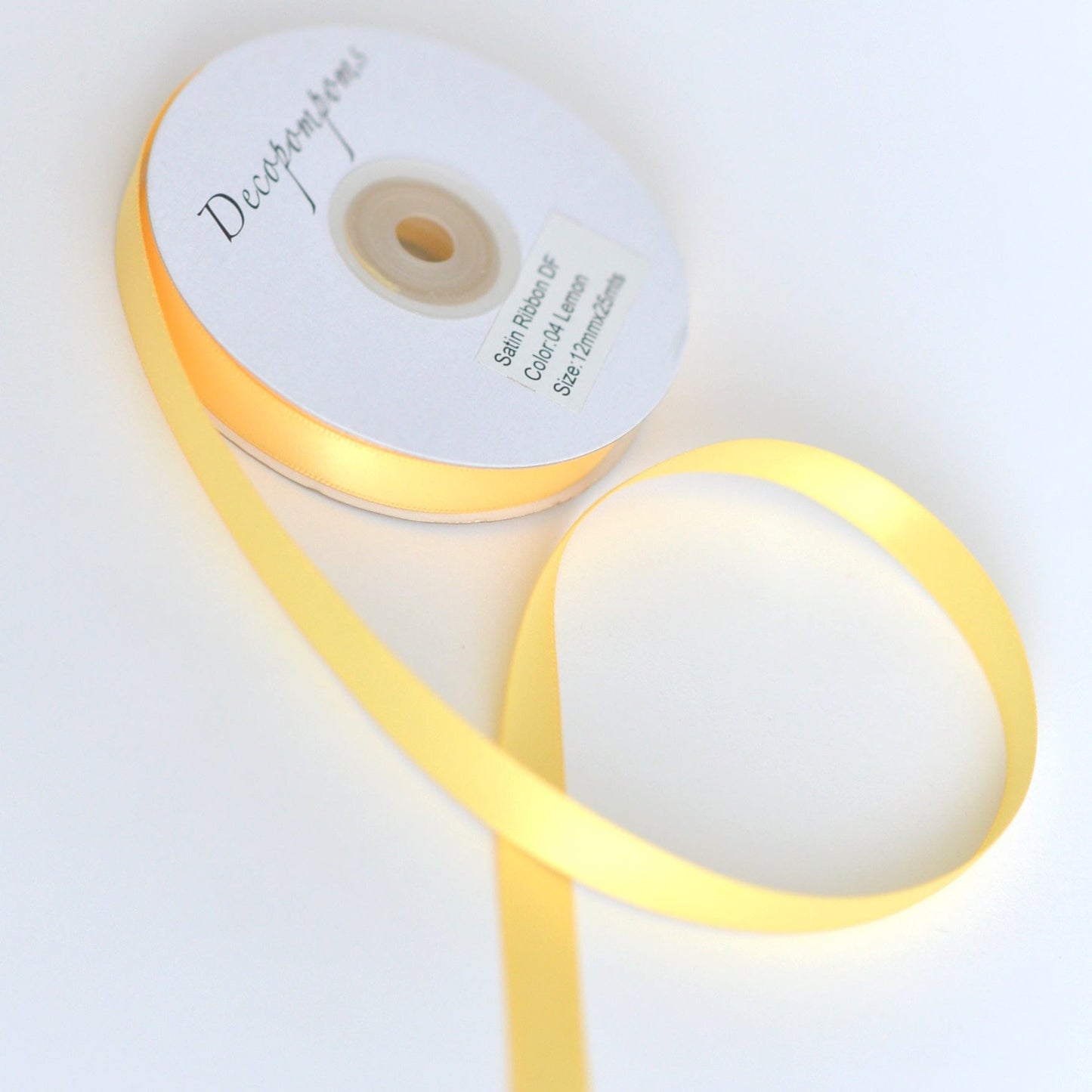 ribbon Yellow double sided satin ribbon 6mm / 10mm 25 meters full roll high quality Lemon Gift wrap, crafts, decorations, sewing Active Restock requests: 0 decopompoms