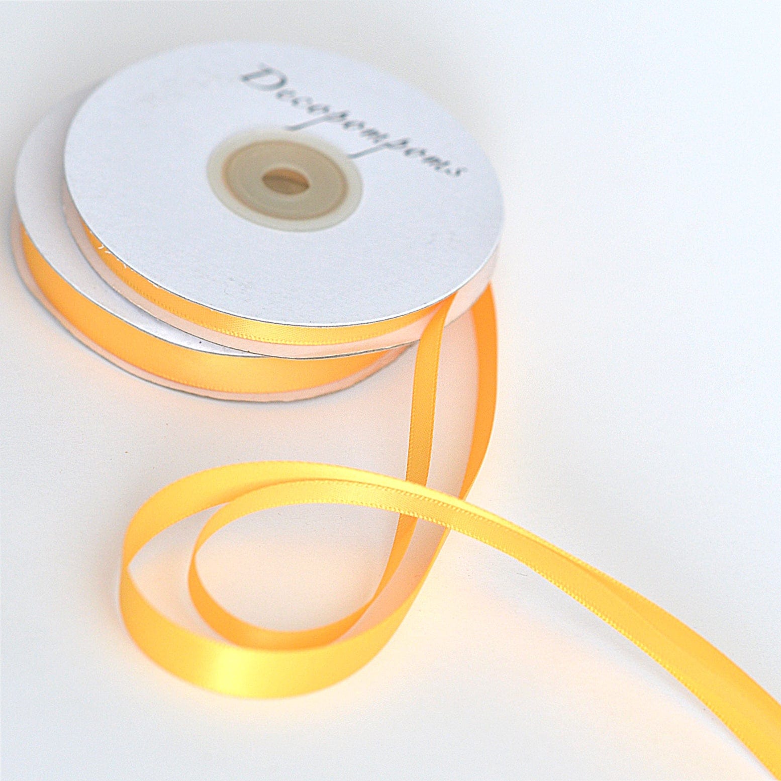 ribbon Yellow double sided satin ribbon 6mm / 10mm 25 meters full roll high quality Lemon Gift wrap, crafts, decorations, sewing Active Restock requests: 0 decopompoms