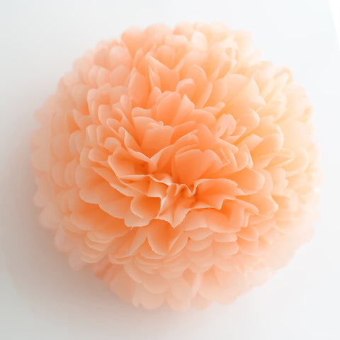 Peach paper pom pom party decorations pastel orange  Paper flower wedding, birthday party, baby shower decor fall colour theme wedding decor