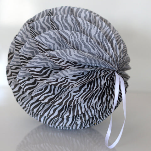 Zebra print paper honeycomb ball hanging party decorations  various sizes birthday  party baby shower jungle safari animal party theme decor
