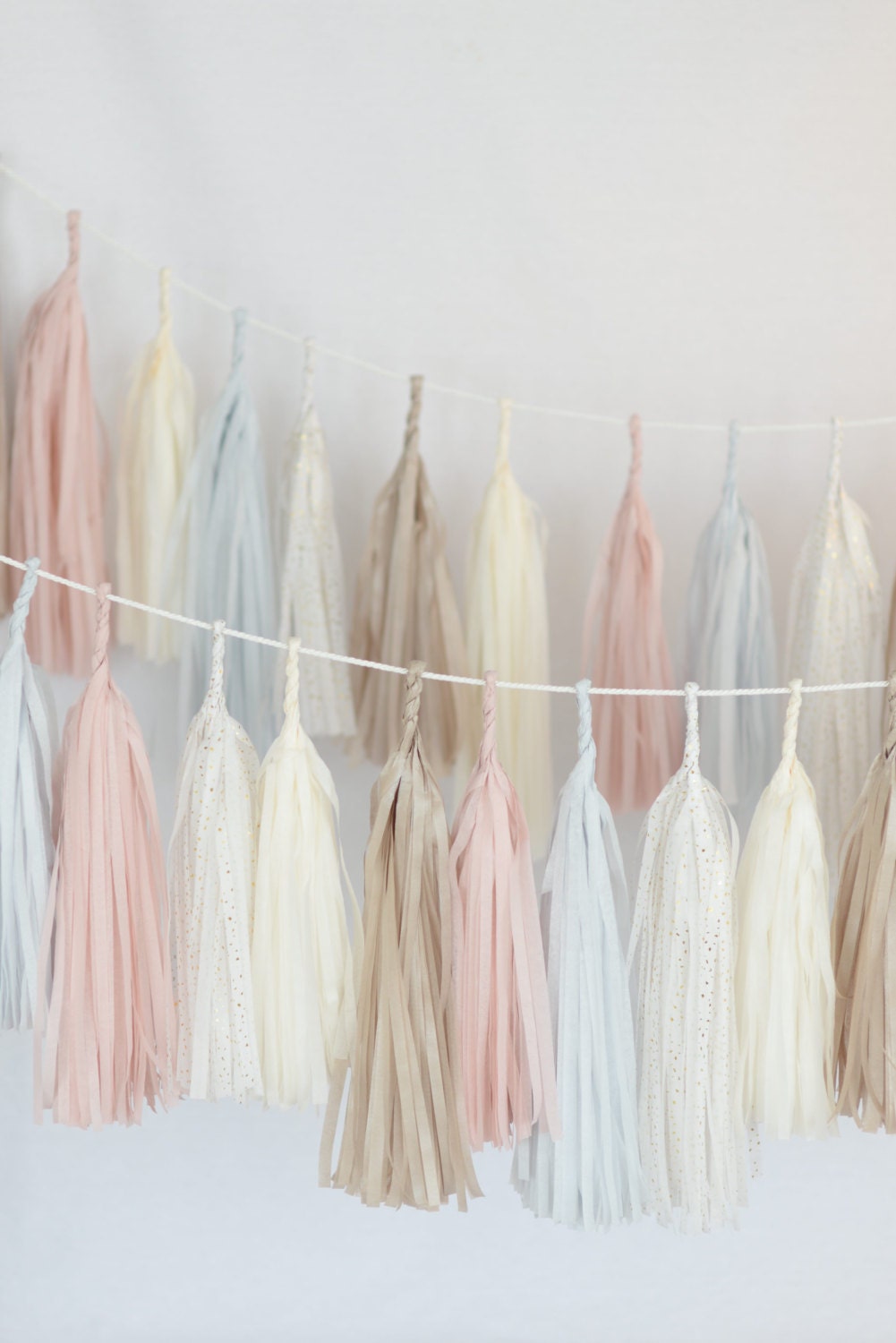 Dusty Blush and Nude Paper Tassel Garland – Handmade Party Decor for Weddings, Baby Showers, Birthdays & Nursery Decorations
