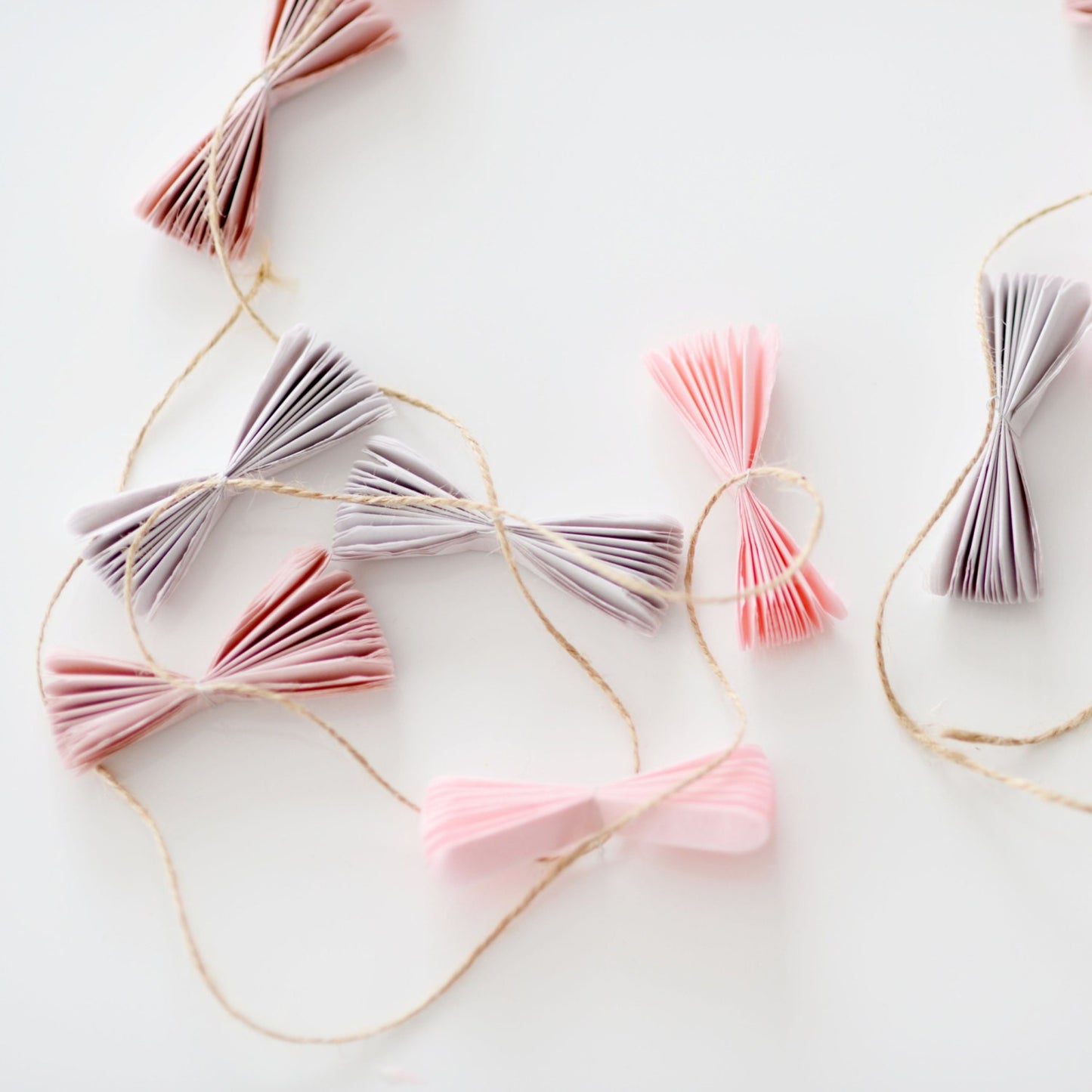 Mini Paper flowers garland | Light pink paper Pom pom garland wedding, baby shower, home, birthday party, high chair decor gift ecofriendly