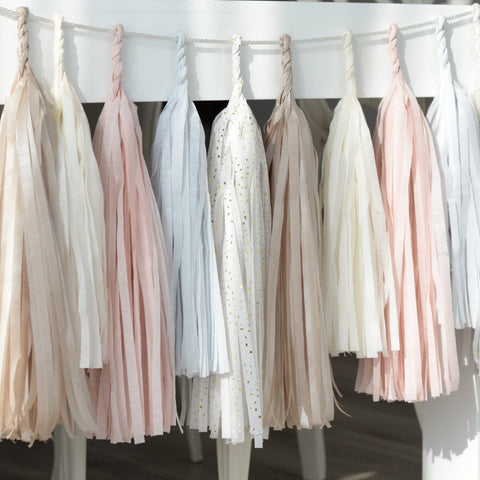 Dusty Blush and Nude Paper Tassel Garland – Handmade Party Decor for Weddings, Baby Showers, Birthdays & Nursery Decorations