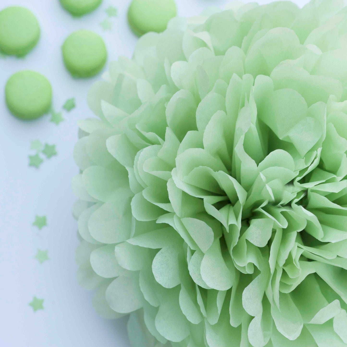 Luxurious Handmade Light Green Tissue Paper Pom Pom party decorations various sizes Boho wedding Baby shower birthday party Paper flowers