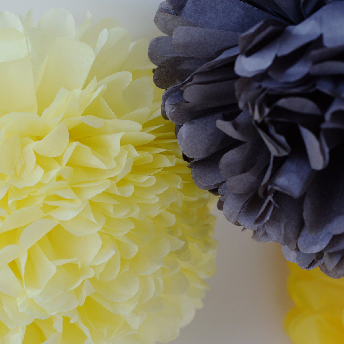 Yellow and grey 15 mixed sizes paper Pom Pom party decoration ser Tissue paper flowers wedding birthday anniversary bridal shower Christmas