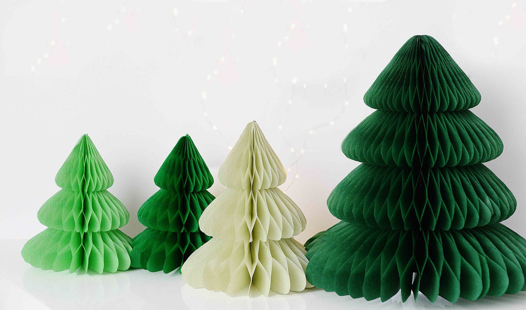 Tissue paper honeycomb Christmas tree set vintage Paper honeycomb set Christmas decorations Holiday decor home decor gift customisable