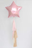 Star shaped mylar balloon with paper tassel tail in custom colors  Baby shower  wedding birthday decor gift