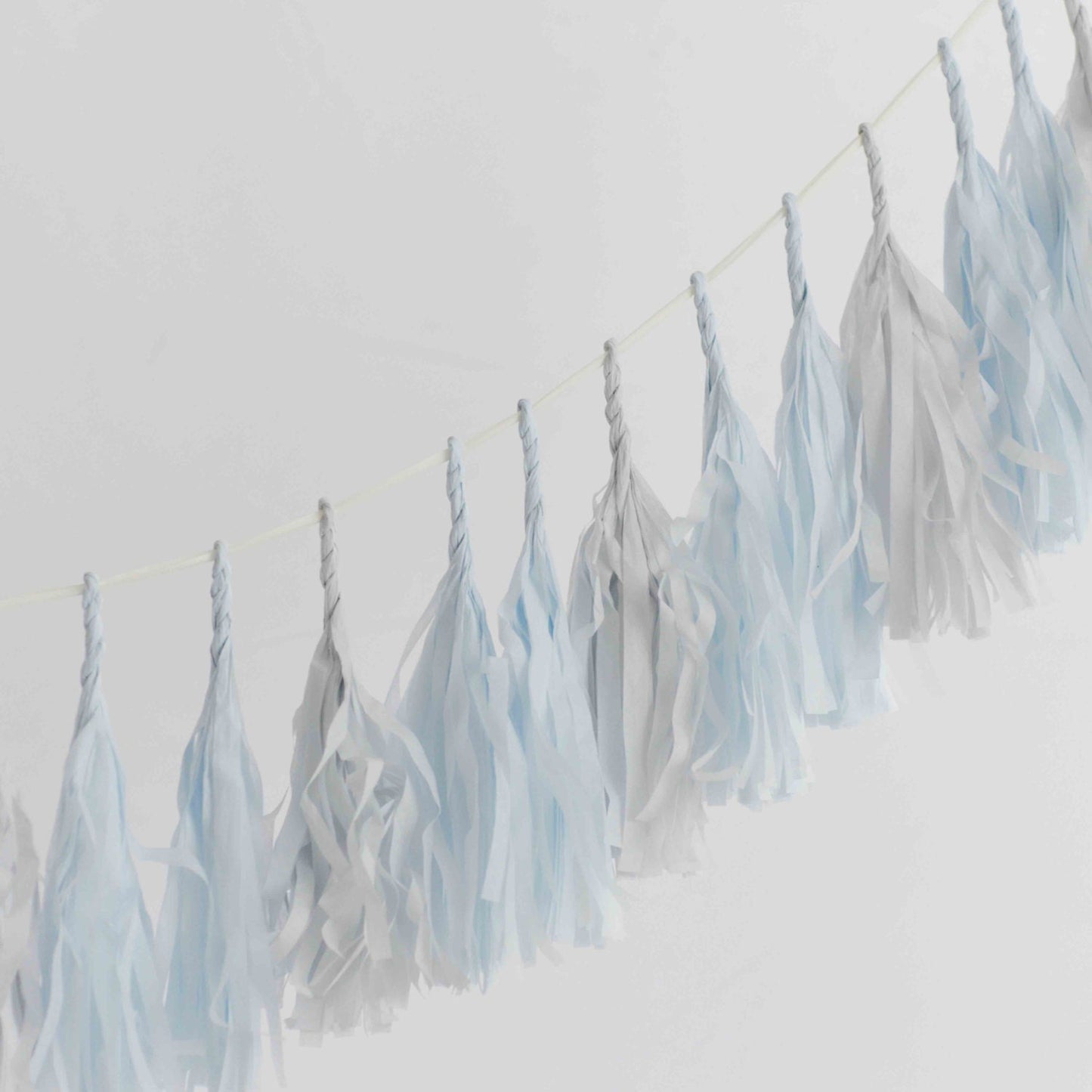 Light Blue and Grey Tassel Garland party decoration Fringe Banner for Baby Shower, 1st Birthday, Wedding Backdrop Party Decor eco friendly