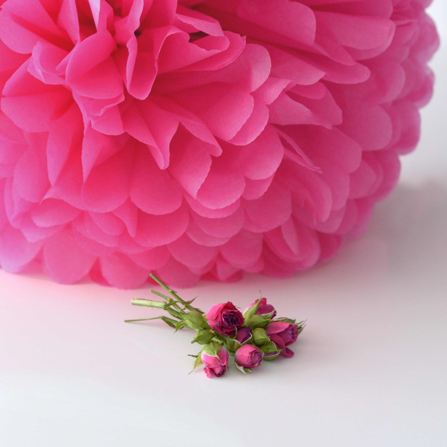 Handmade Hot Pink Tissue Paper Pom-Poms – Fluffy Party & Event Decor | Wedding, Baby Shower, Birthday, Eco-Friendly Decorations