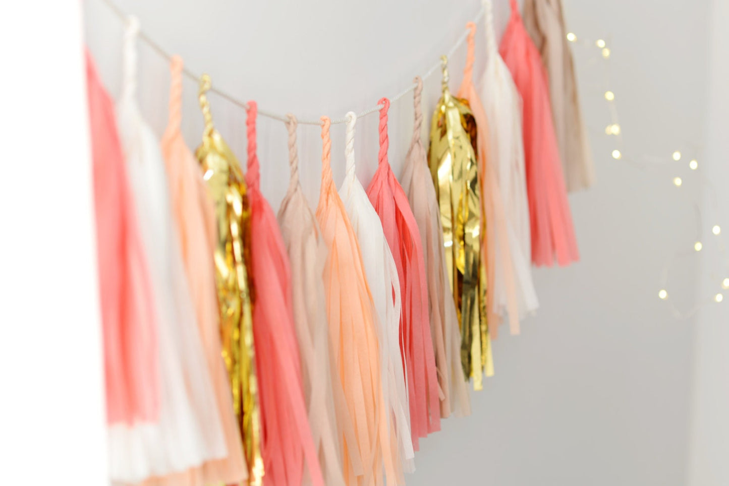 Fully Assembled Coral Tassel Garland - Wedding Decor, Living Coral Party Garland, Bridal Shower Decoration, eco friendly