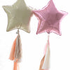 Star shaped mylar balloon with paper tassel tail in custom colors  Baby shower  wedding birthday decor gift