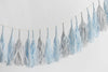 Light Blue and Grey Tassel Garland party decoration Fringe Banner for Baby Shower, 1st Birthday, Wedding Backdrop Party Decor eco friendly