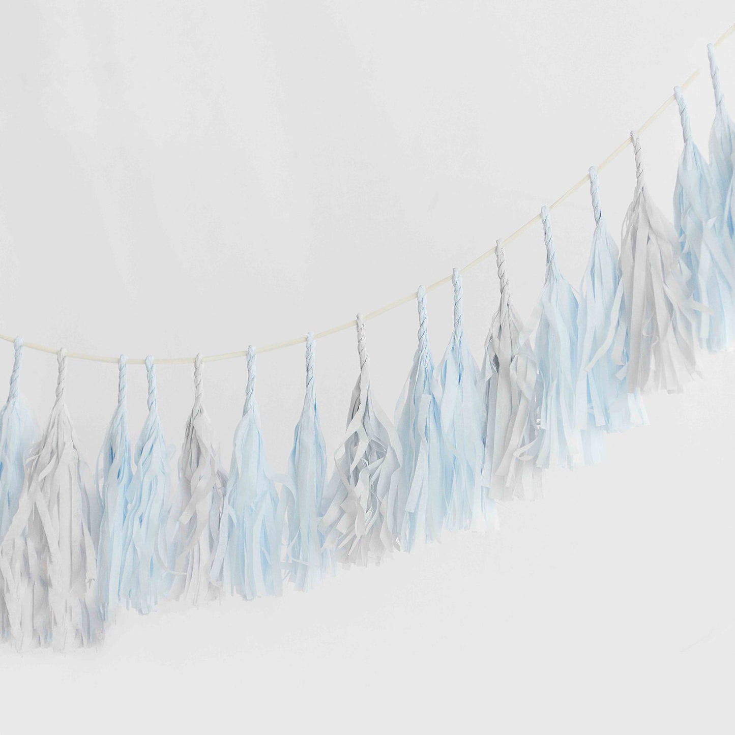 Light Blue and Grey Tassel Garland party decoration Fringe Banner for Baby Shower, 1st Birthday, Wedding Backdrop Party Decor eco friendly