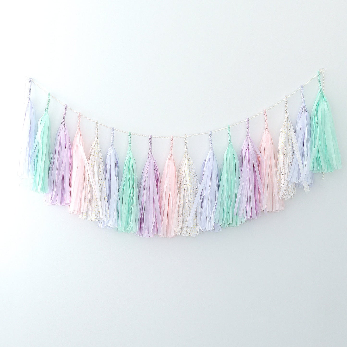 Paper Tassel Garland party decoration Pastel mint lilac light pink unicorn birthday party wedding bridal shower decor fully assembled