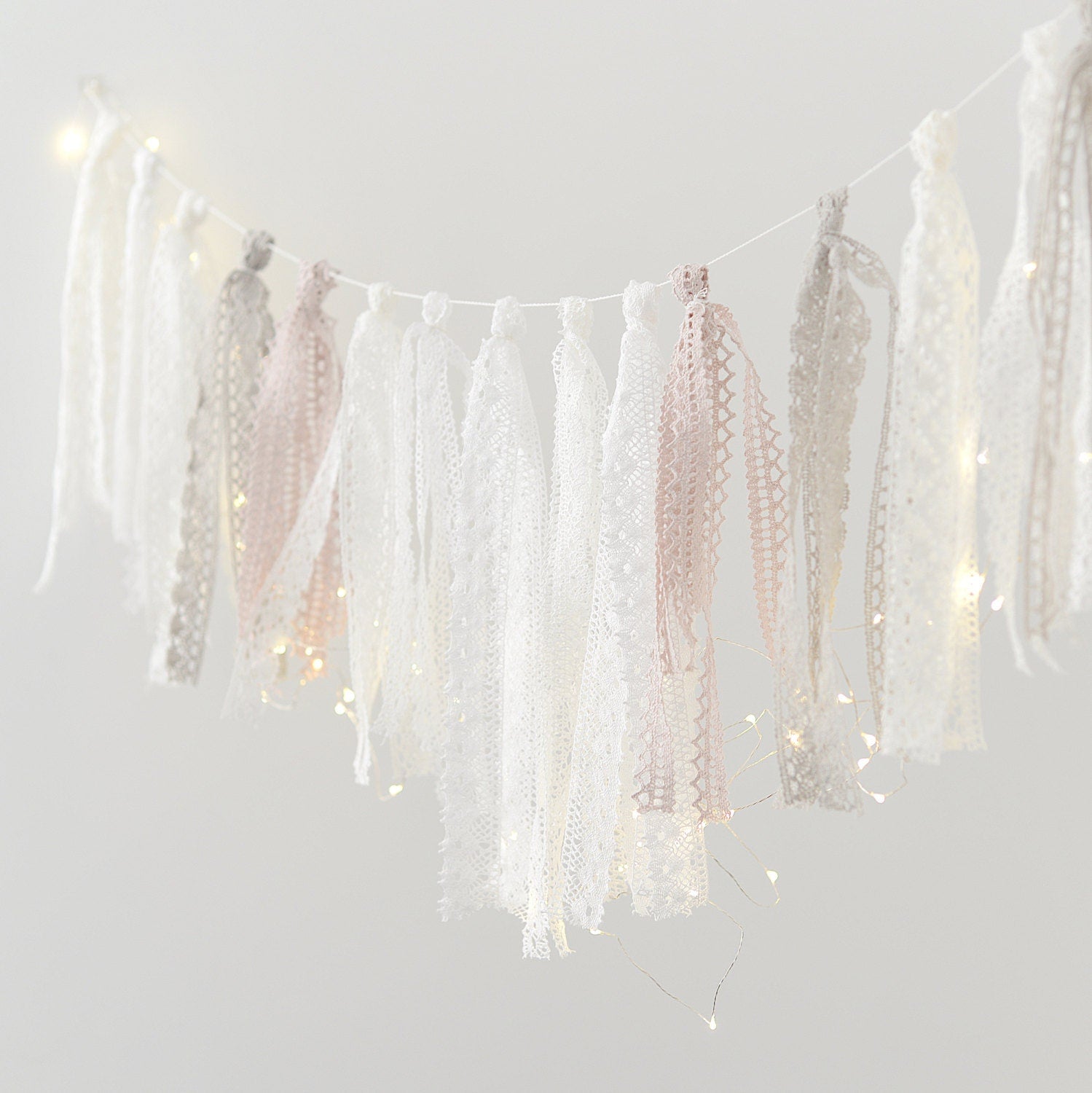 Linen Crochet Tassel Garland: Boho Nursery, Wedding, Party Decor